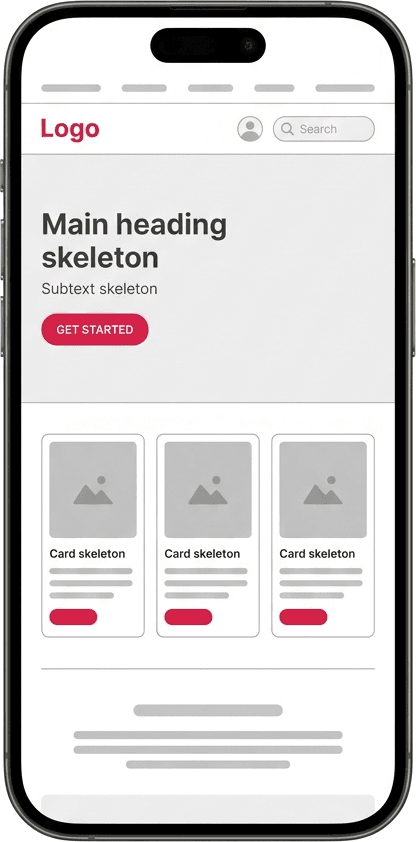 iPhone 16 website skeleton and wireframe preview