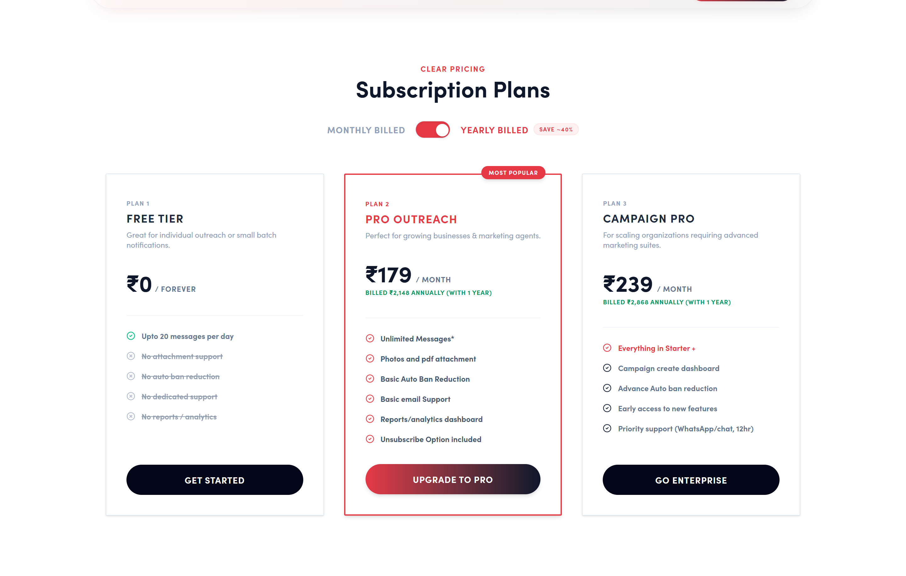 Transparent Subscription & Feature Matrix